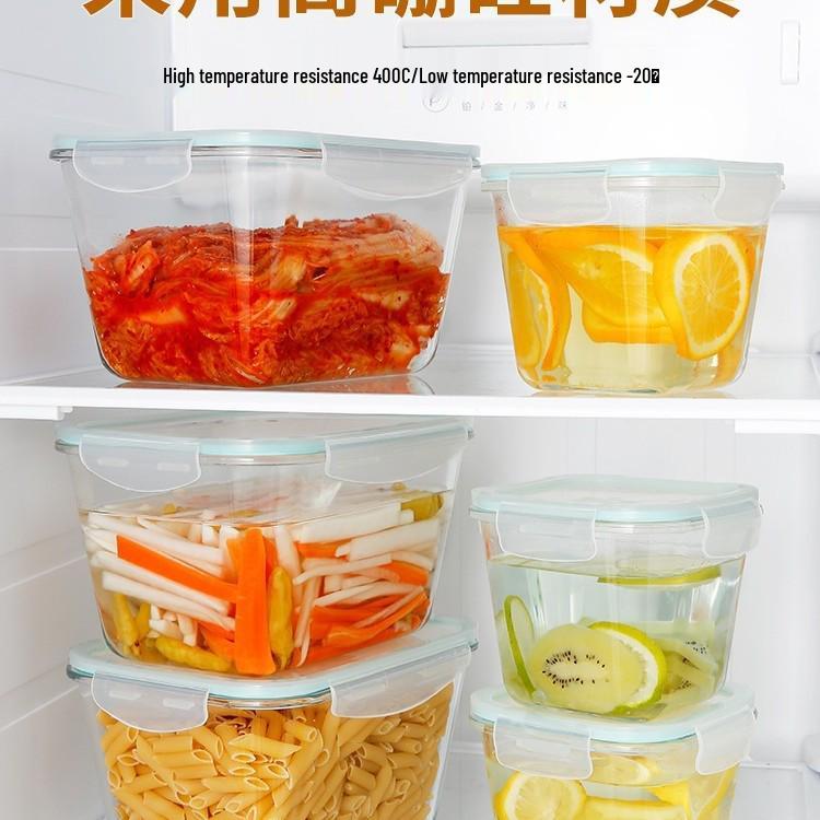 Sheng Bangrong Szklany hermetyczny pojemnik na żywność do mikrofalówki do przechowywania i utrzymywania świeżości, lunchbox na Kimchi i warzywa marynowane