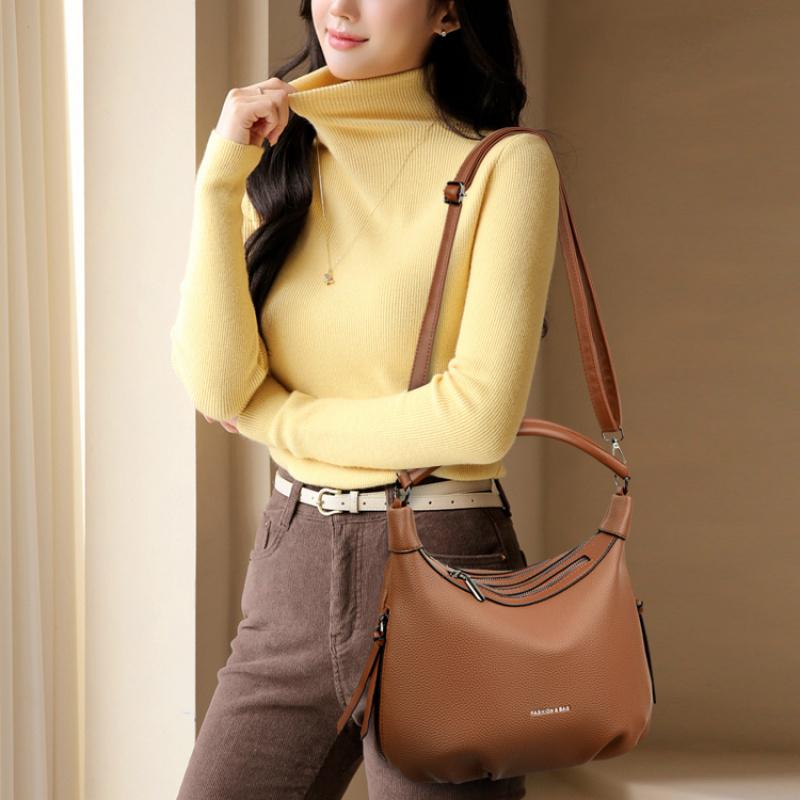 Women’s Soft PU Leather Shoulder Bag & Crossbody Bag 2026 Fashion Solid Color Large Capacity Casual Daily Handbag with Adjustable Strap Zipper