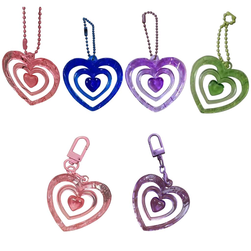 Cute Love Heart Keychain Car Key Chain Ring Heart Pendant Keyrings Party Favor for Handbag Purses Bag Wallet-Decoration