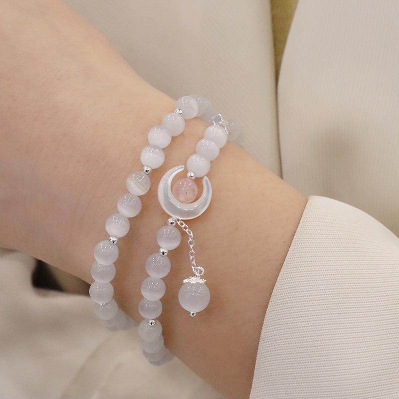 

Double circle natural strawberry crystal bracelet bracelet. Bangles Women Fashion Jewelry accessories Gift