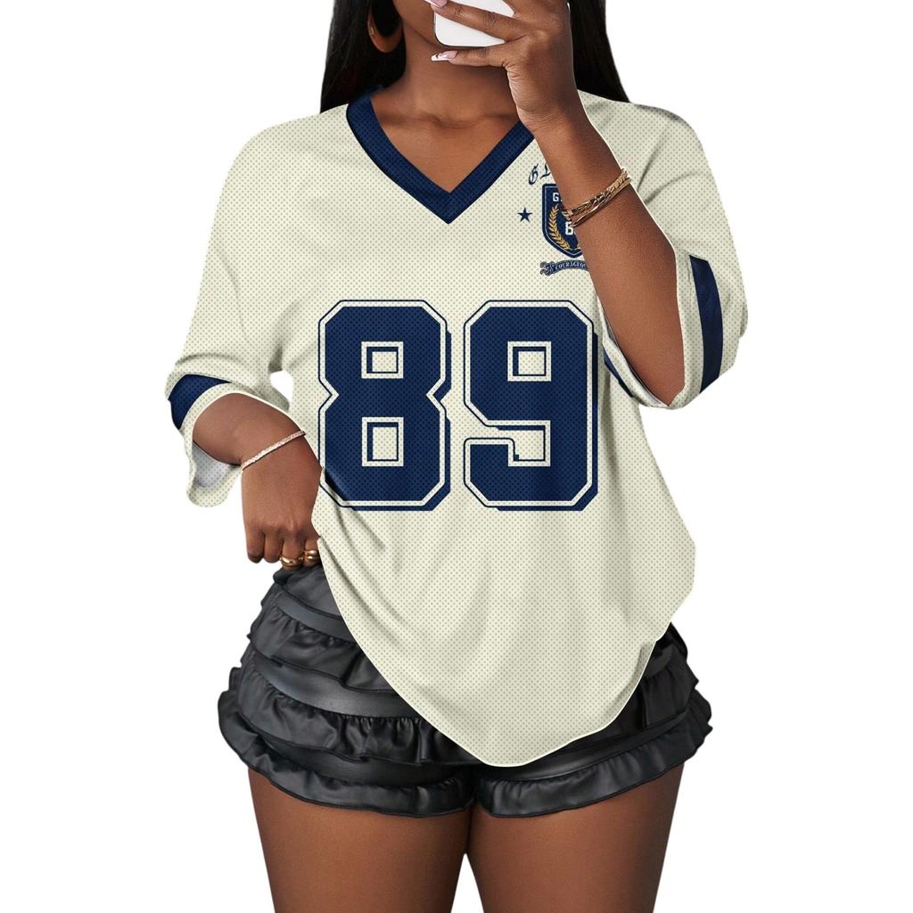 Women's V Neck Short Sleeve Sports Jersey Comfortable Breathable Lightweight Athletic Shirt Casual Loose Fit Tee for Outdoor Activities
