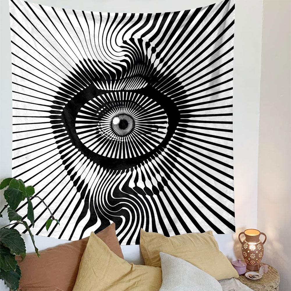 Hypnotic Eye Optical Illusion Artwork Patterned Tapestry Decorative Wall Hanging, Home Bedroom Living Room Decor