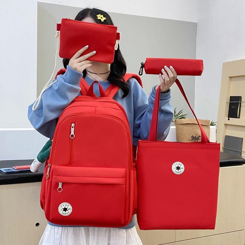 Schoolbag Korean version of women's schoolbag, high school simple contrasting color, American junior high school college student campus