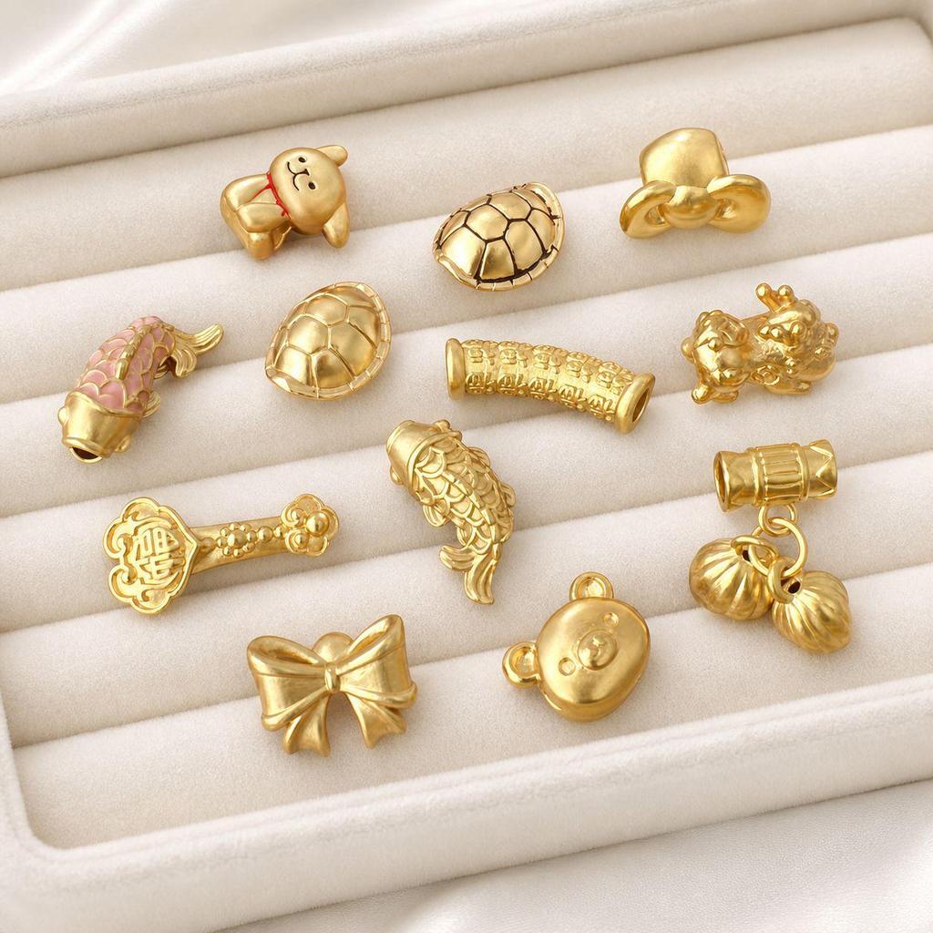 Sterling Silver & Imitation Gold Lotus Bow Star Spacer Beads for Baby Rope Weaving