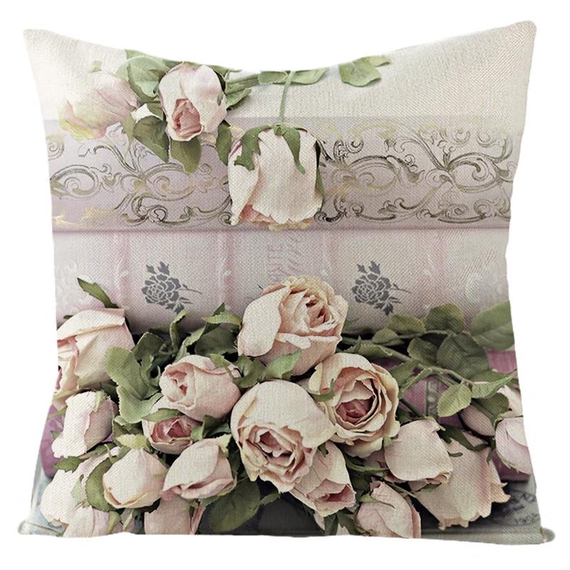 Beautiful Flower Printed Cushion Cover With Splash Waterproof Design For Home Decor