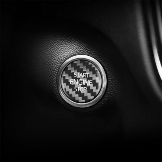 Real Carbon Fiber Car Engine Start Button Sticker Decor For Volvo XC40 19-25