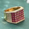 Classic Design Vintage Synthetic Red Zircon Rings For Women Men Luxury High Quality Golden Color Engagement Rings Jewelry Gift