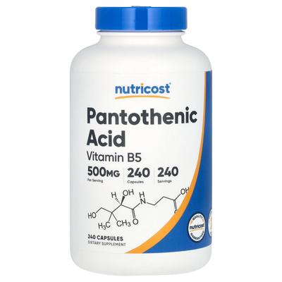 Ácido pantoténico, vitamina B5, 500mg, 240 cápsulas