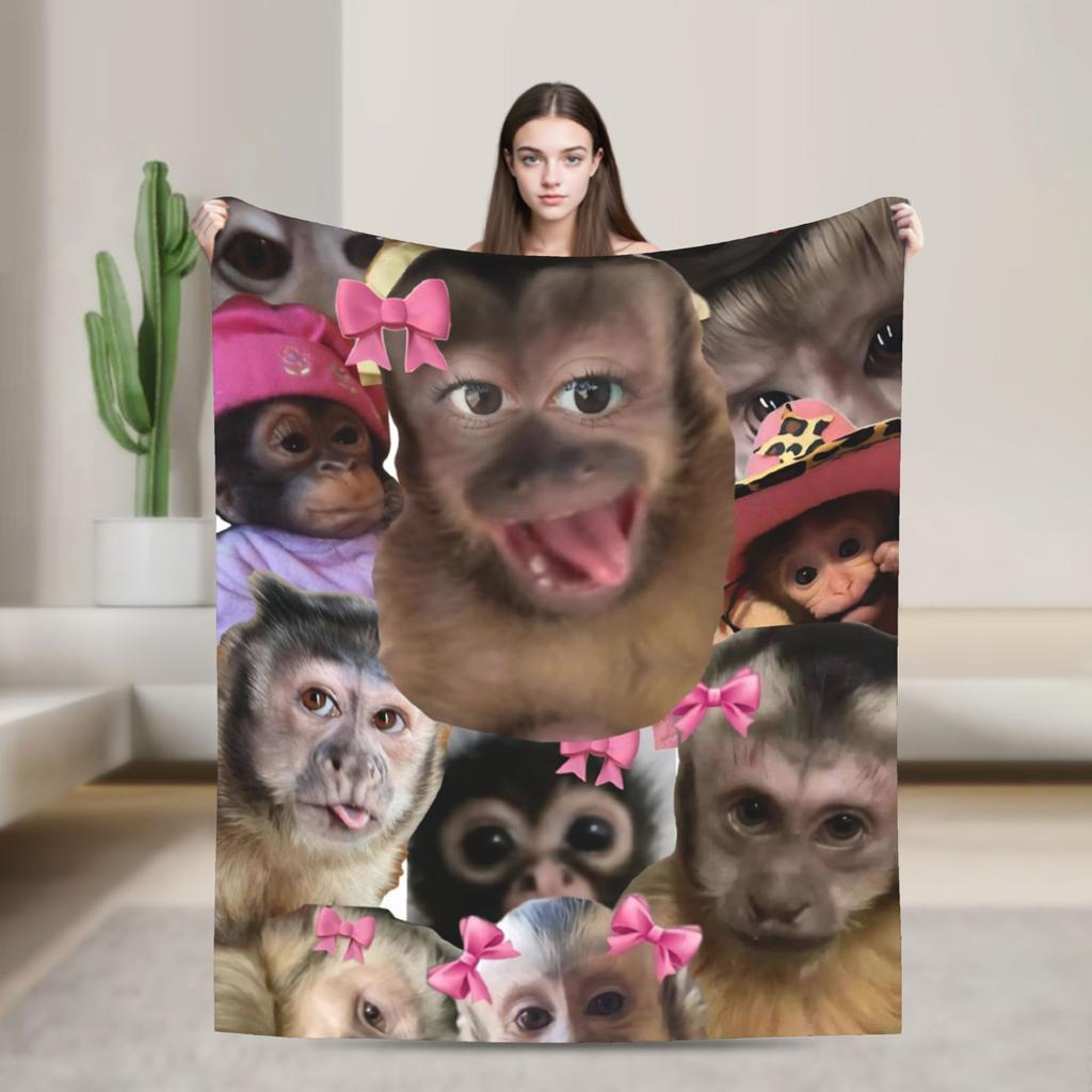 Lustige Affen Cartoon Decke Warm Gemütlich Flauschig Überwurfdecken für Sofa 50x60 Zoll Mehrgrößen Bettüberwürfe