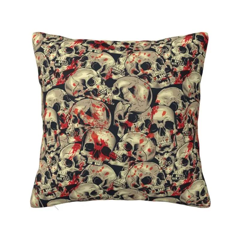 Винтажная черная дамасская наволочка на Хэллоуин с готическим черепом   Полиэстеровая наволочка для декоративной подушки на диван 30x30cm