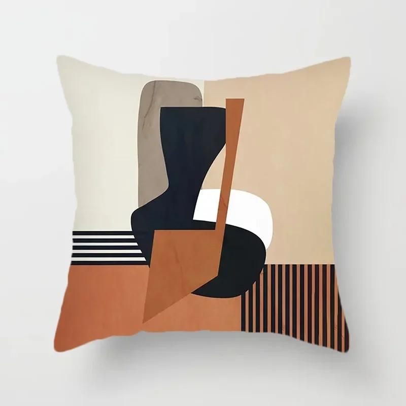 Taie d'oreiller de paysage Simple marron noir et blanc, décoration de dortoir, bureau, salon, canapé, maison