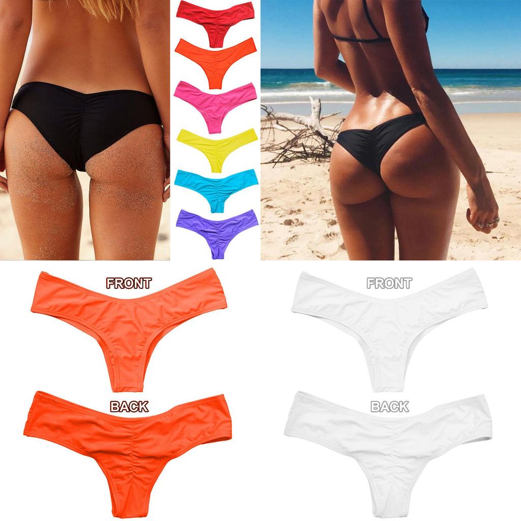 Luxurious Women Brazilian G-string Briefs With Elegant Ruffles For Beachwear