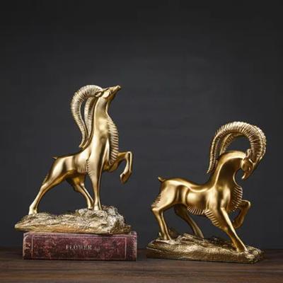 Creative Wild Goat Retro Statue Crafts Art Ornaments Living Room Desk Entrance Home Office Decoration Housewarming Gifts