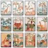 Boho Jungle Animals Tiger Monkey Giraffe Coconut Tree Poster Nursery Canvas Painting Wall Art Print Picture Baby Kids Room Decor