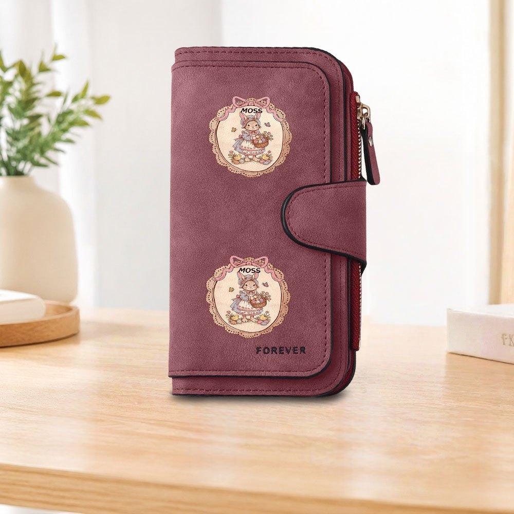 MOSS Vintage Rabbit Long Zipper Wallet Large Capacity Card Holder Unisex Clutch Bag Fashionable Zipper Coin Purse Perfect for Daily Commute Travel