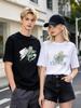 Casual Floral Print Tee Soft Comfortable Loose Fit Daily Wear Unisex Top 