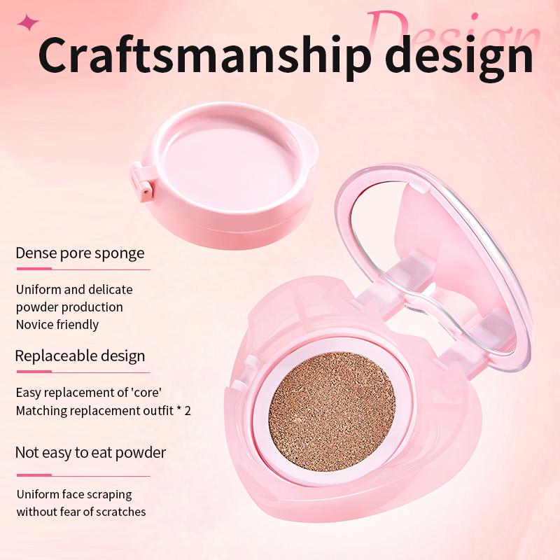 Pink Heart Concealer Air Cushion Cream Flawless And Long-lasting Delicate Moisturizing Translucent Portable Foundation Cream