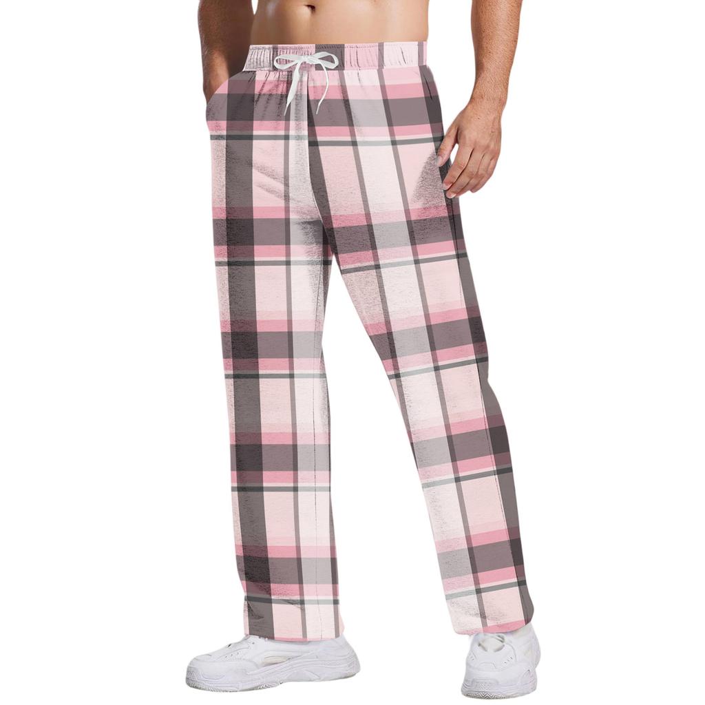 Herren Freizeithose mit Taschen | Gestreift Kariert Bedruckt, Locker Gerades Bein, Elastischer Bund mit Kordelzug Für Tägliche & Freizeitkleidung