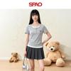 SPAO Women's Contrast Faux Two-Piece Short Sleeve T-Shirt