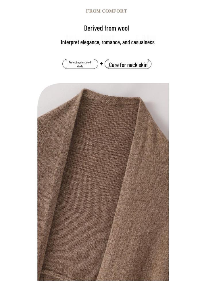 2025 Autumn/Winter Women's 100% Wool Loose Sweater Shawl Coat