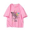 Cheetah Leopard Glitter Butterfly Oversized Short Sleeve O Neck T Shirt Graphic Print 100 Cotton Women Tops clothes Summer