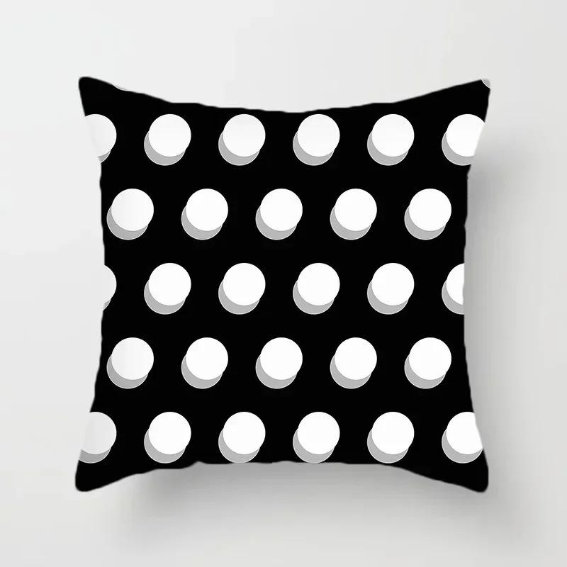 Black and white classic pillowcase polka dot stripes geometric pattern cushion simple modern style sofa decoration pillow