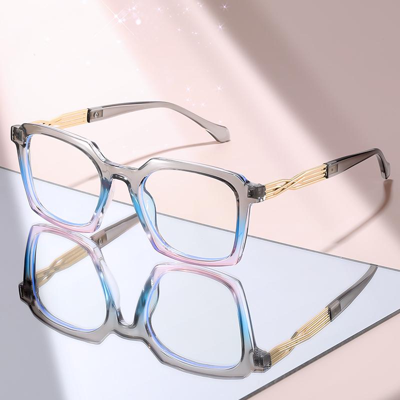 Retro Black Frame Blue Light Glasses, Gold Twisted Legs Design, Clear Lens Computer Eyewear for Men & Women Eye Protection