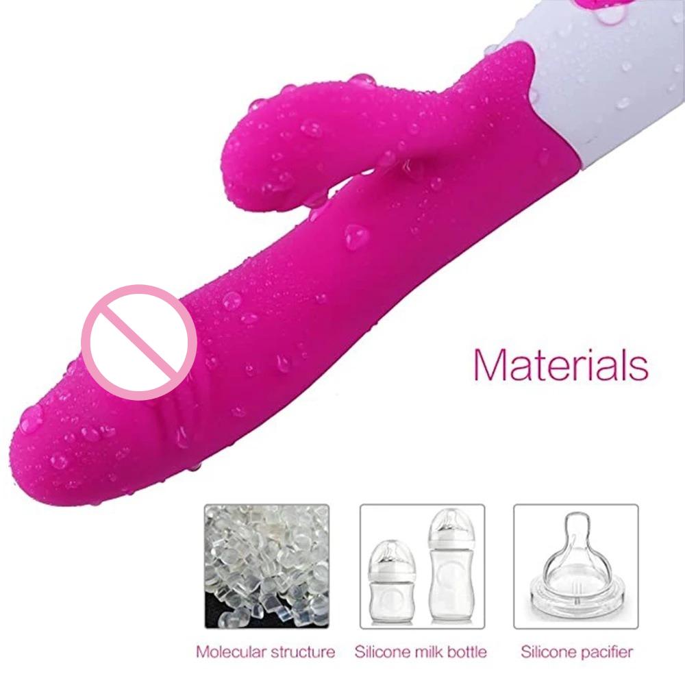 Silicone G Spot Dildo Rabbit Vibrator 30 Speed Rechargeable Women Dildo Female Vagina Clitoris Stimulation Massager Adult Sextoy