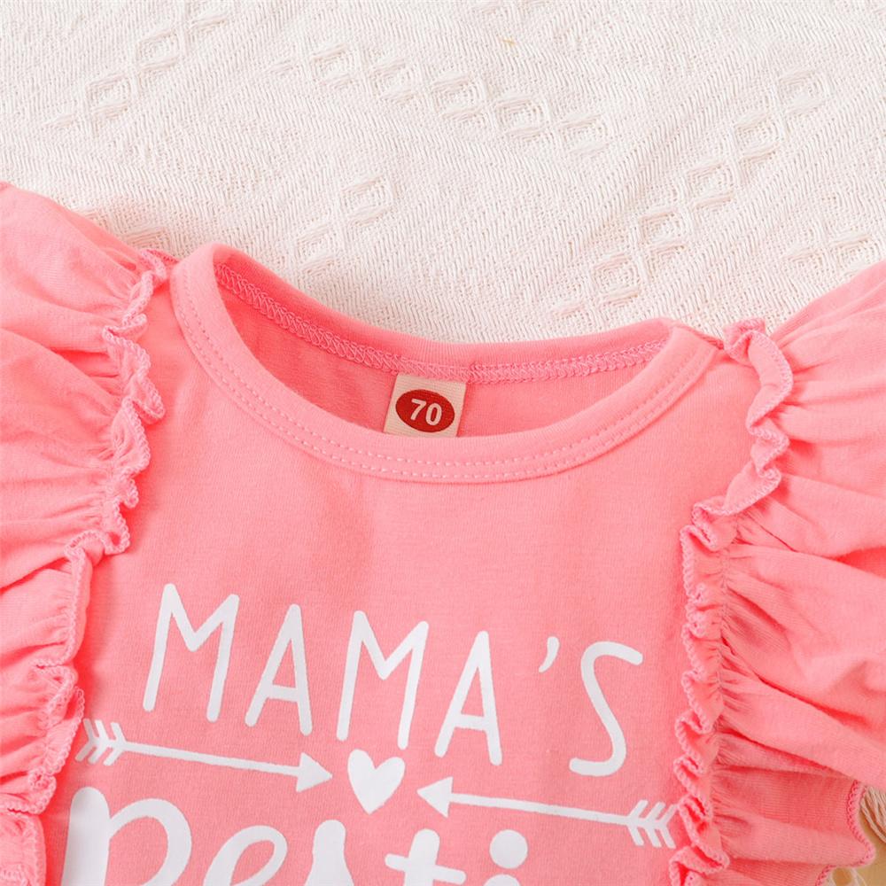 Fashion Letter Print Ruffle Sleeve Baby Bodysuit + Shorts +Headband 3PCS for 0-18M Newborn Baby Girl Outfit Summer Casual Clothes Set