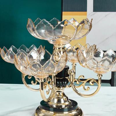 Assiette de fruits et de fruits secs, salon à domicile, assiette de fruits en cristal multicouche de style européen, style de luxe léger haut de gamme