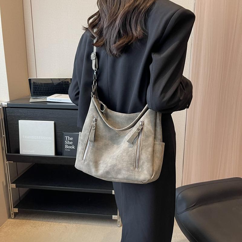 Simple Solid Color Women's Shoulder Bag, Large Capacity Handbag, Soft Pu Leather Tote Bag, Women's Casual Handbag, New Style