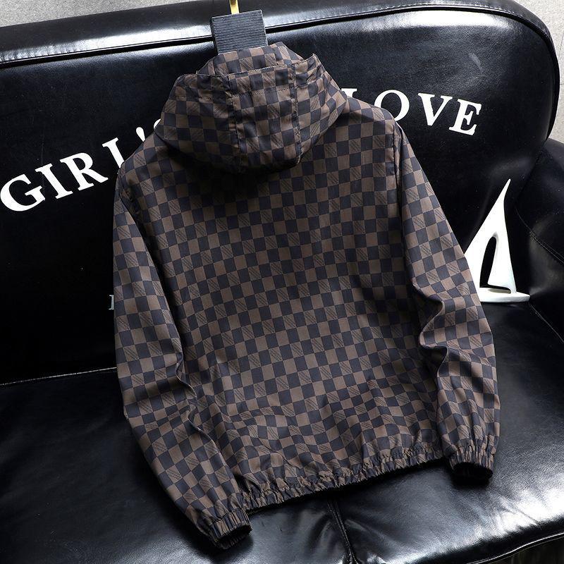 Men's 2025 Trendy Windproof Double-Layer Hooded Jacket with Letter Print