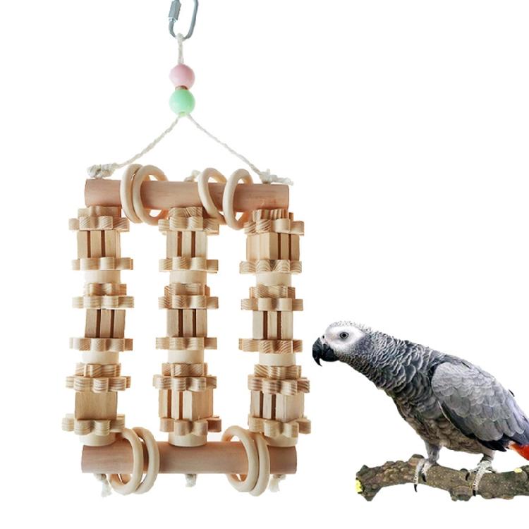 Parrot Cage Bite Toys Natural Wood Blocks Chew Toy for Medium and Large Birds