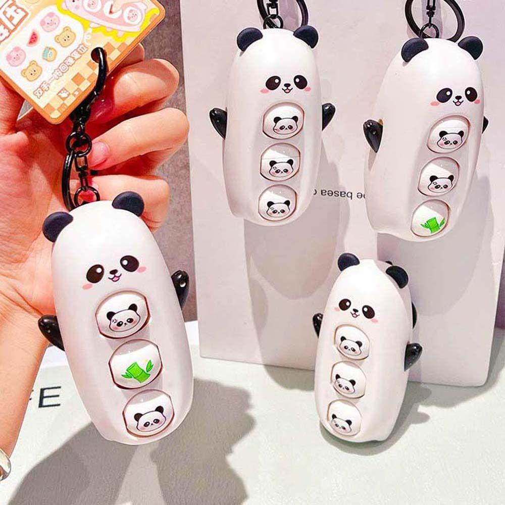 Press Decompression Toys Panda Face Changing Doll Panda Pig Cartoon Keychain  Kids Playing Supplies