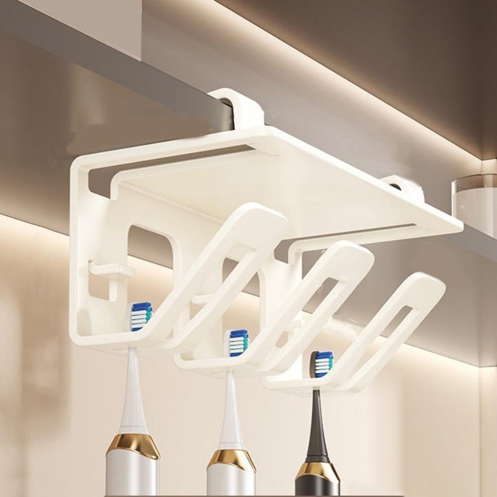 Carbon Steel Toothbrush Storage Rack Non-Perforated Toothbrush Stand for Under Cabinet