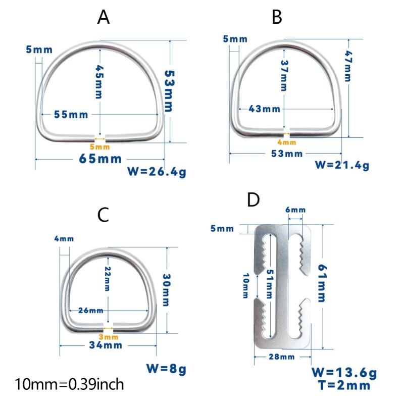 Stainless Steel D Rings Connector Webbing Belts Buckles Replacement Diving Hardware For Swimming Diving And Water Sports