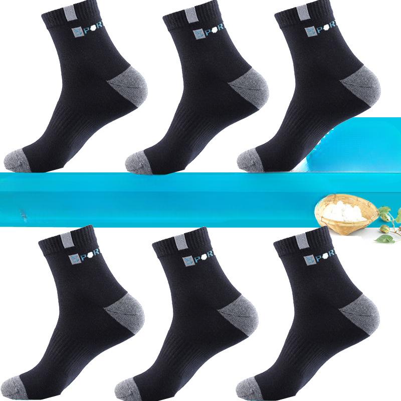 6 Pairs of New Men's Fashionable Pure Cotton Sports Mid Calf Socks