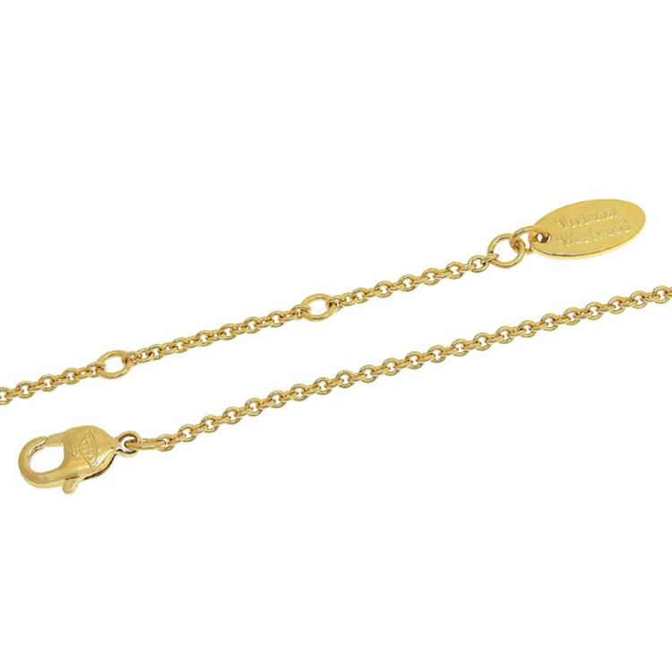VIVIENNE WESTWOOD Lena Planet Pattern Saturn Shape Pink Crystal Brass Necklace Unisex Necklace Gold Pink-Diamond 6302039R02R881