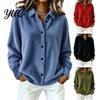 Lapel Shirt Coat Women Plush Cardigan Sweater, Long Sleeve Button Down Knit Jacket, Warm Casual Open Front Outerwear for Autumn Winter