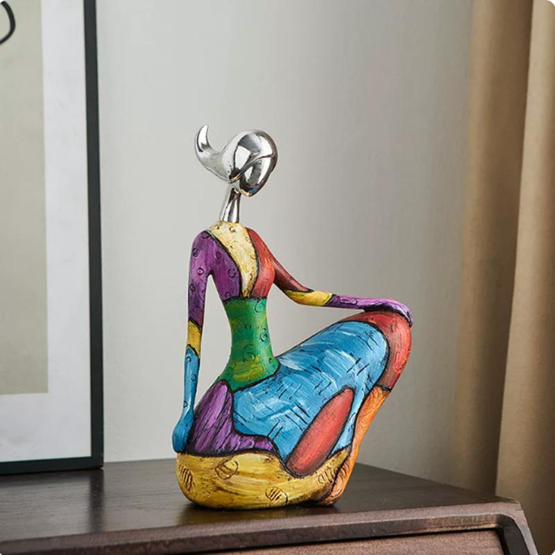 Abstract Art, Oil Painting, Female Portrait Sculpture, Resin Crafts, Reader Character Sculpture, Living Room Decoration Gift