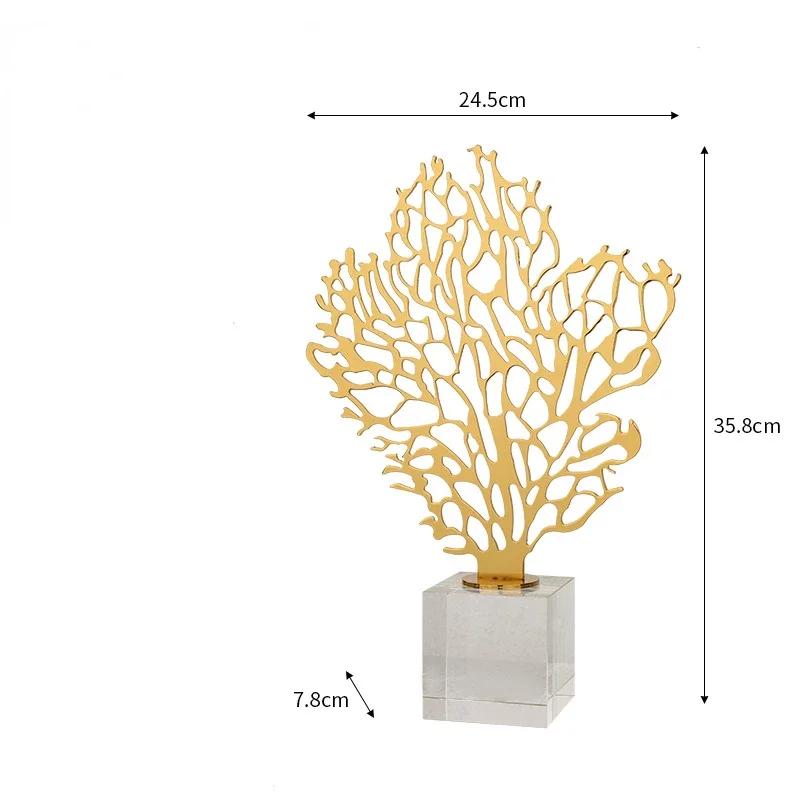 Ornamento Creativo in Vetro Albero Dorato Vuoto Albero Metallico Fortunato Statuette Decorative Corallo di Cristallo Statuetta Decorazione per la Casa Accessor
