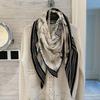 NINA SOLOR Horse Print Silk Wool Large Shawl