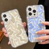 Stripe Pattern Soft TPU Clear Case For iPhone 16e 16 14 15 Pro Plus 13 12 Pro Max 11 Crystal Diamond Silicone Phone Cover Coque