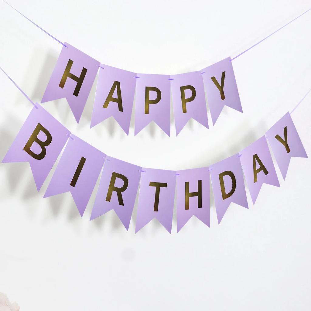 Happy Birthday Streamers Hot Stamping Dovetail Pull Flag Living Room Garden Mall Cafe Children Birthday Party Decoration Banners