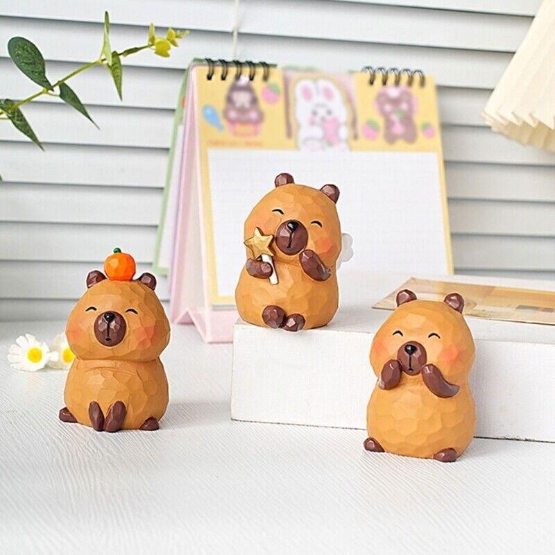 Statuiță Capybara din Lemn Lucrată Manual Sculptură Artistică Clasică Sculptată și Pictată în Lemn Figurină Drăguță Capybara Sculptură în Lemn Decor Acasă