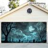 2D curtain banner 1 piece of Halloween moonlit cemetery garage door decoration flag.PMJ