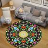 Whimsical Round Botanical Multicolor Area Rug, Non-Slip Floor Mat for Kitchen
