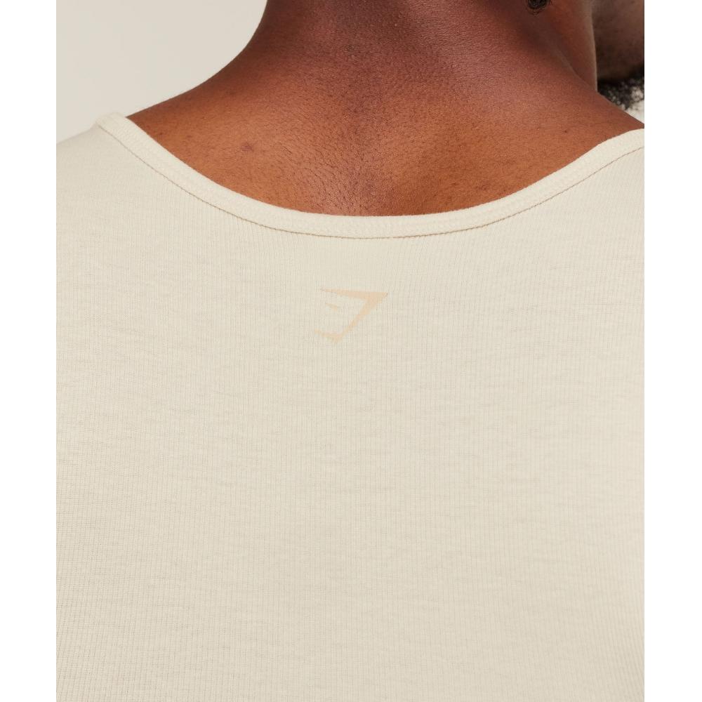 Gymshark Gslc Ribbed Tank Oat White A3c4c Wc1v