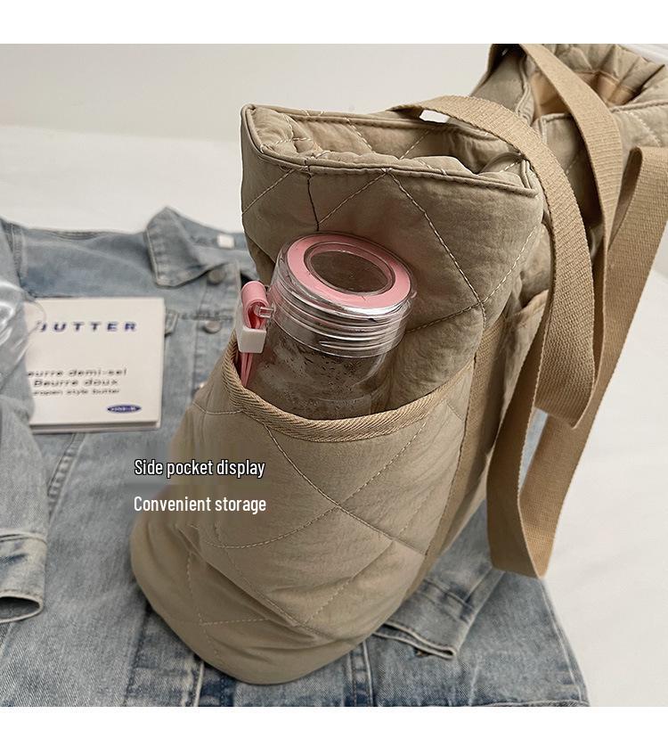 2025 Neue Übergroße Baumwollgepolsterte Tragetasche - Grenzüberschreitend Japan & Südkorea Herbst/Winter Schulterhandtasche für Damen