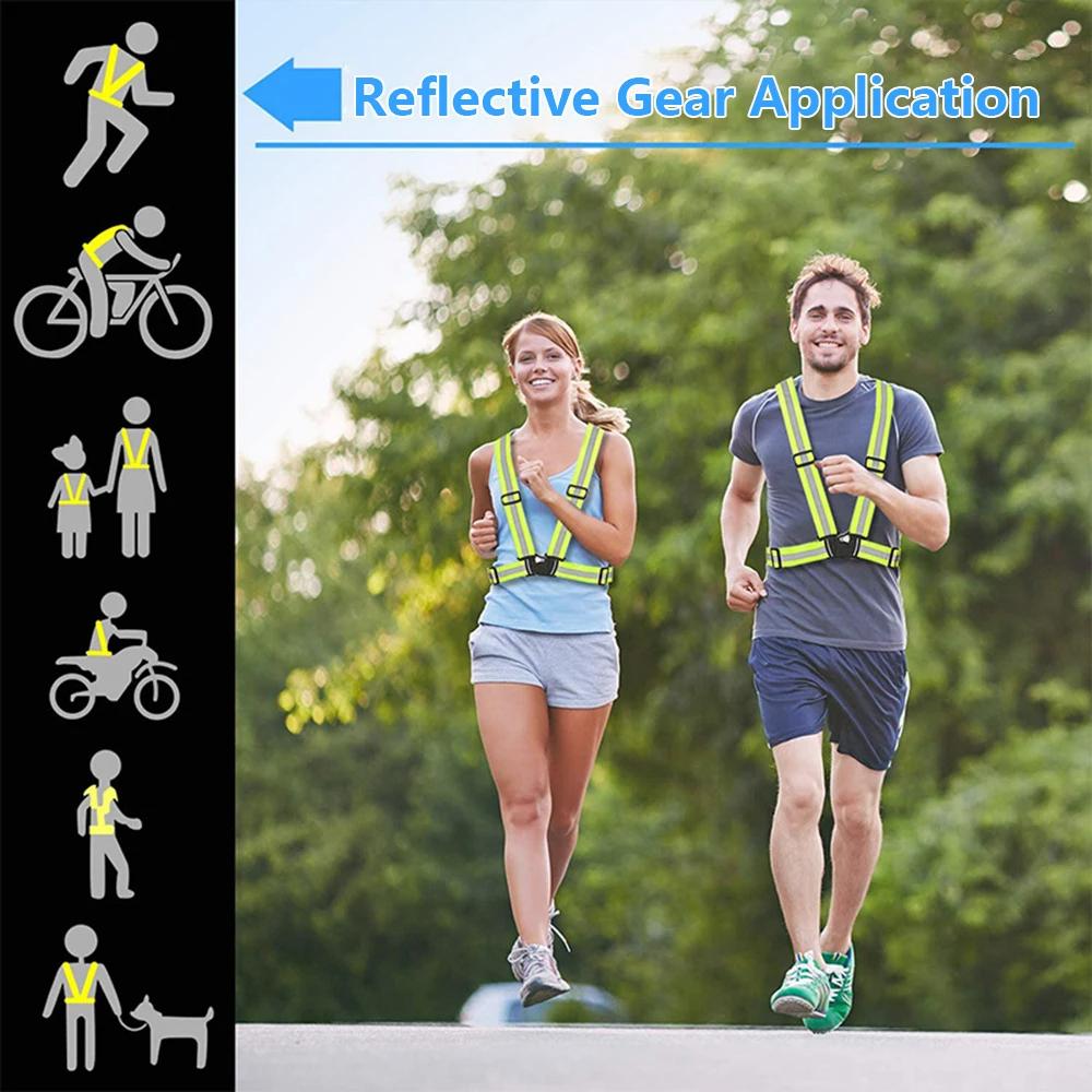 Outdoor Bicycle Reflective Belt Elastic Vest Night Running Cycling Reflective Stripe Safety Adjustable Vest Riding Equipment
